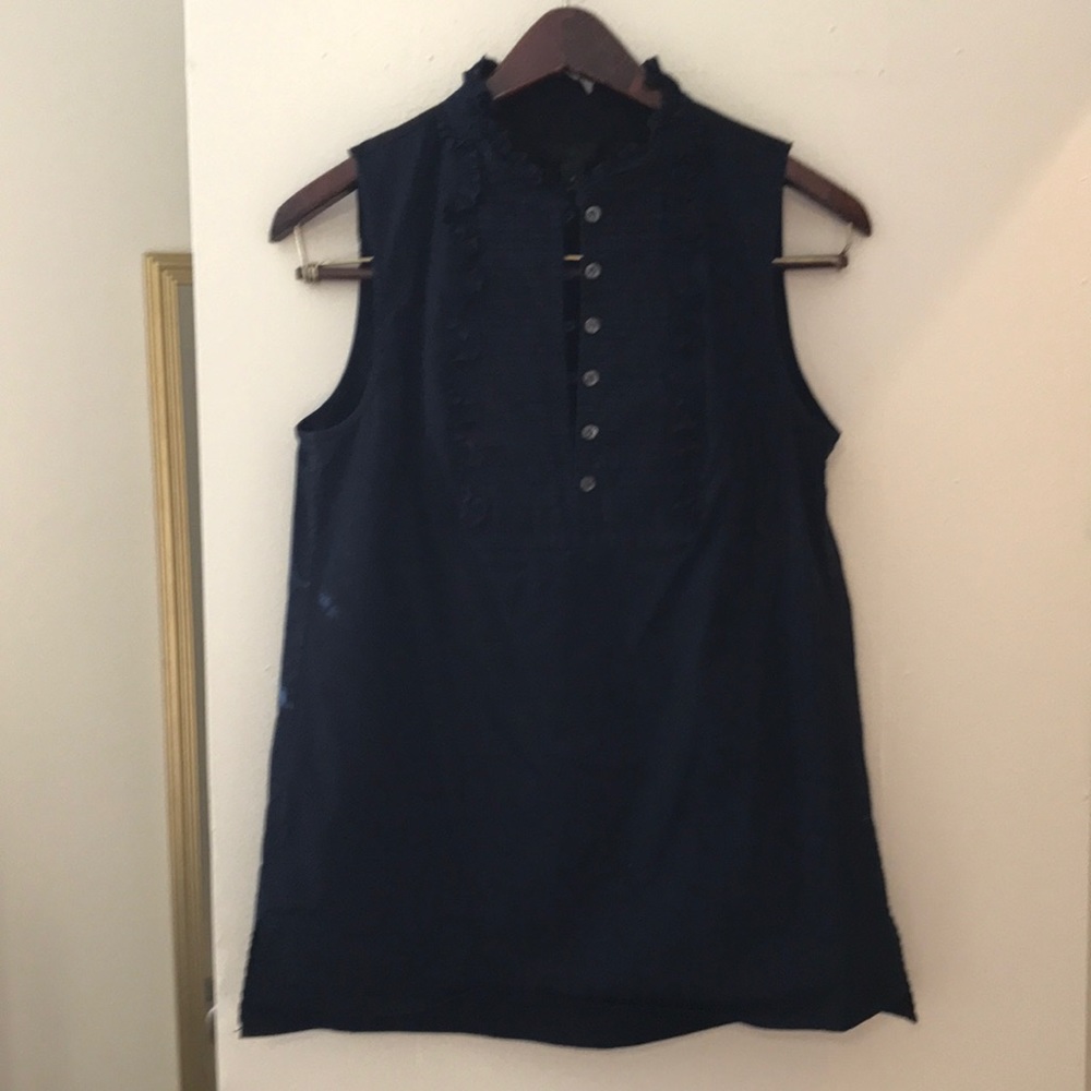 J. Crew Sleeveless Ruffle Button Down Blouse